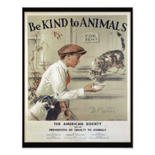 Foto Seja gentil com os animais - Poster vintage