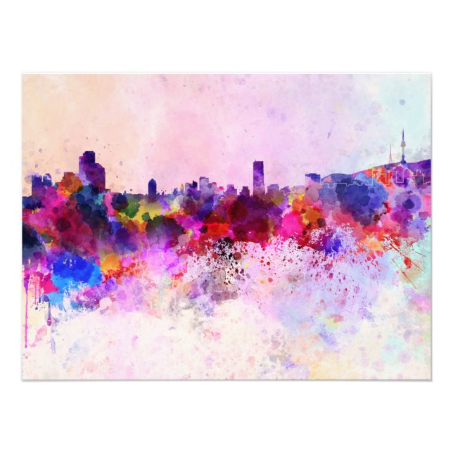 Foto Seoul skyline in watercolor background (Frente)
