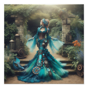 Foto Sereia Azul Esmalte Lady Steampunk Vitoriana Vinta