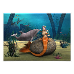 Foto Sereia Sonhadora Golfinho Arte Fantasia Subaquátic