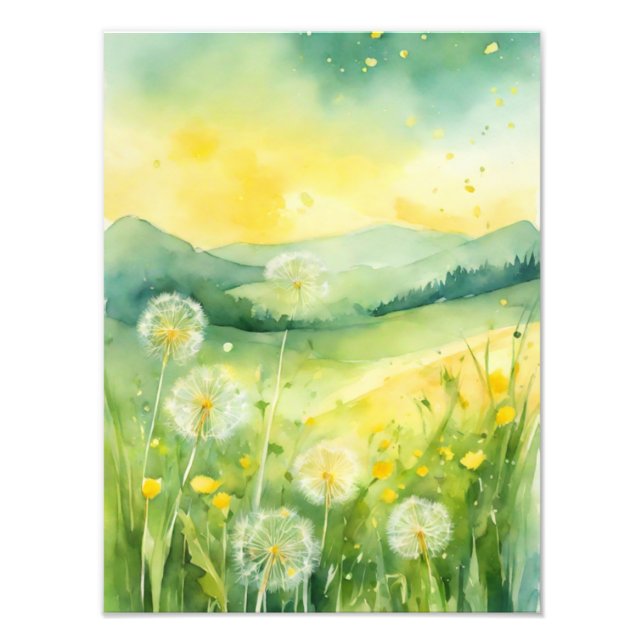 Foto Serene Dandelion Field Watercolor (Frente)