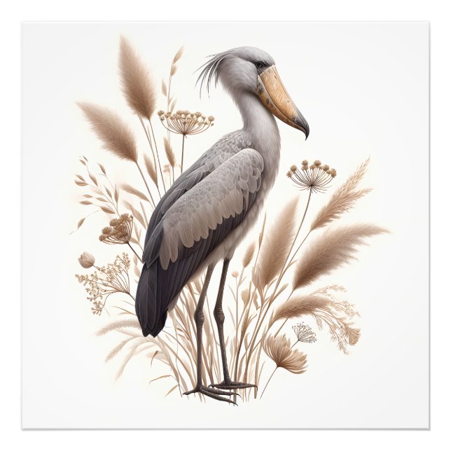 Foto Serene Shoebill Storm (Tempestade de Sapo) em Bush (Frente)