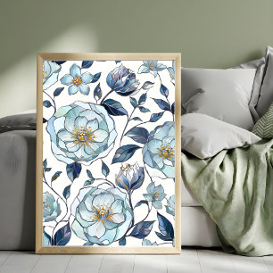 Foto Serenidade em Azul: Uma Tapeçaria Floral