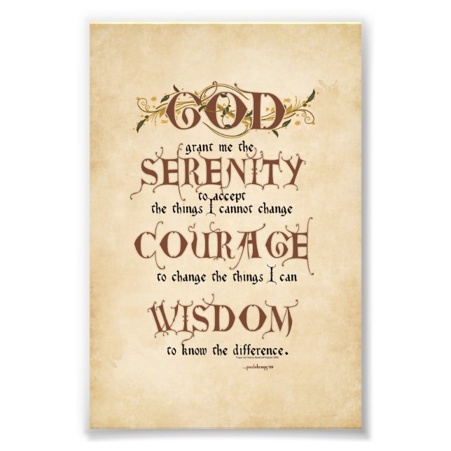 Foto Serenity Prayer: Antigo Inglês Antiquado, Recupera (Frente)
