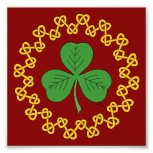 Foto Shamrock and Knotwork on Red