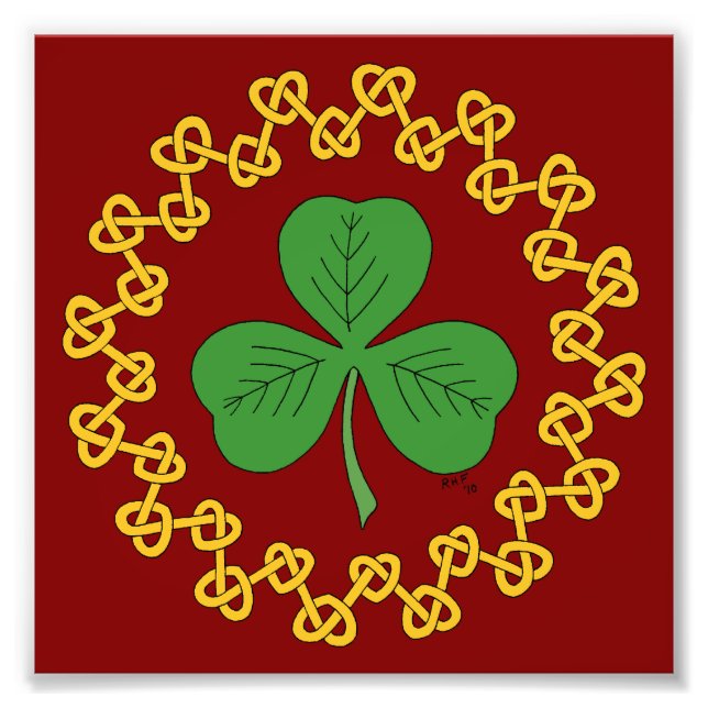 Foto Shamrock and Knotwork on Red (Frente)