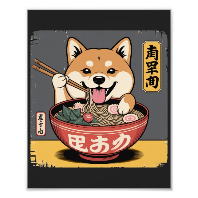 Foto Shiba Inu Cachorro Comendo Ramen (Frente)