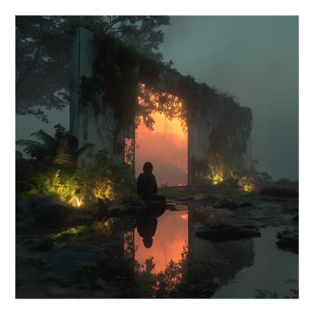 Foto Silhouette Before Fiery Ruin Sunset (Frente)