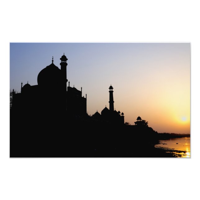 Foto Silhouette do Taj Mahal ao pôr do sol, Agra, (Frente)