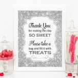 Foto Silver Sparkle Candy Buffet Bridal Shower Sign<br><div class="desc">This silver sparkly candy buffet sign will be the perfect compliment to the candy bar at your wedding, birthday, bridal shower or baby shower. It features a silver sparkle background with a frame cutout with the phrase "Thank you for making this day so sweet Please take a bag and fill...</div>