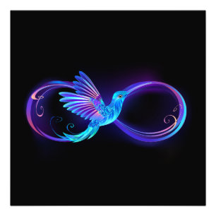 Foto Símbolo Neon Infinity com Hummingbird brilhante