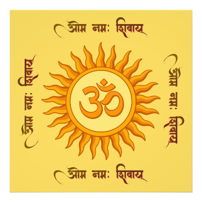 Foto Símbolo Om no Design hindu espiritual solar radian (Frente)