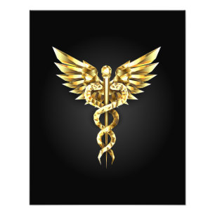 Foto Símbolo Poligonal Dourado Caduceus