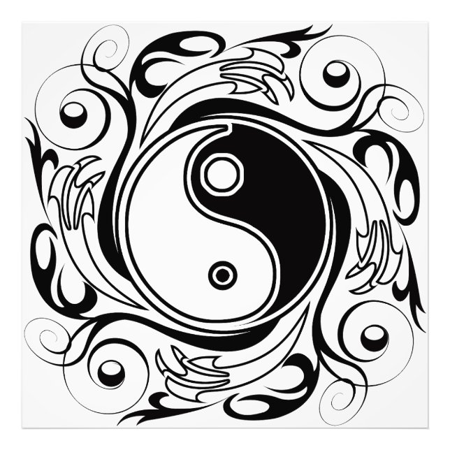 Foto Símbolo Yin & Yang Estilo de Tatuagem Preto e Bran (Frente)