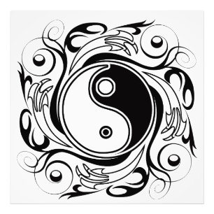 Foto Símbolo Yin & Yang Preto e Branco Estilo Tatuagem