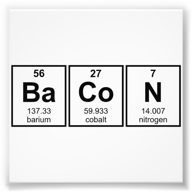 Foto Símbolos de Elemento de Mesa Periódico Bacon (Frente)