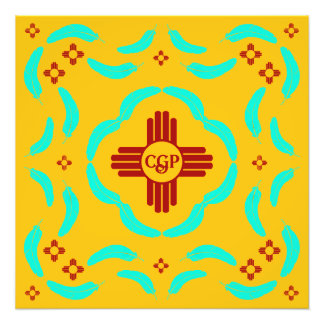 Foto Símbolos Red Zia Penas Turquesas do Novo México