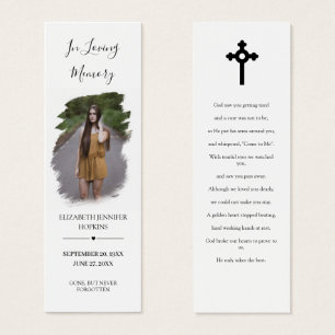 Foto Simpatia Funeral Memorial Poem Bookmark Card