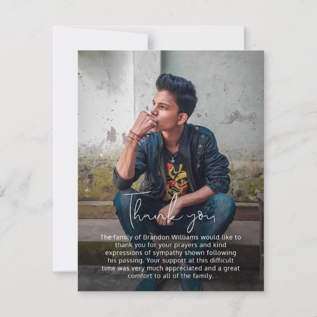 Foto simples Cartões de agradecimentos Funeral Man (Frente)