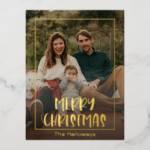 Foto simples com moldura de Natal Dourada