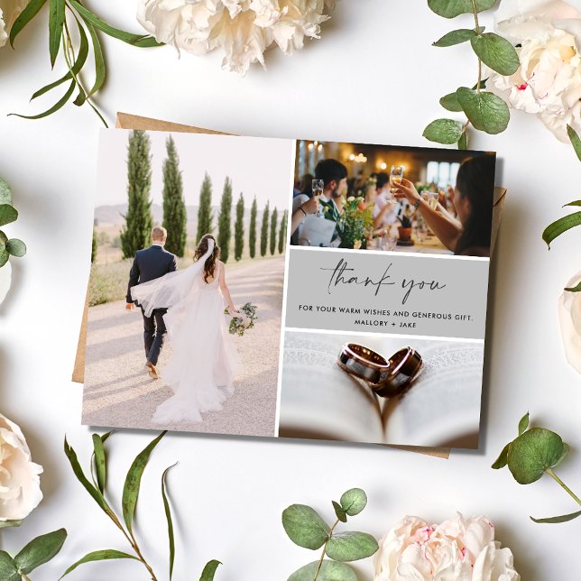 Foto Simples De Casamento Obrigado (Simple Photo Wedding Thank You Postcard)