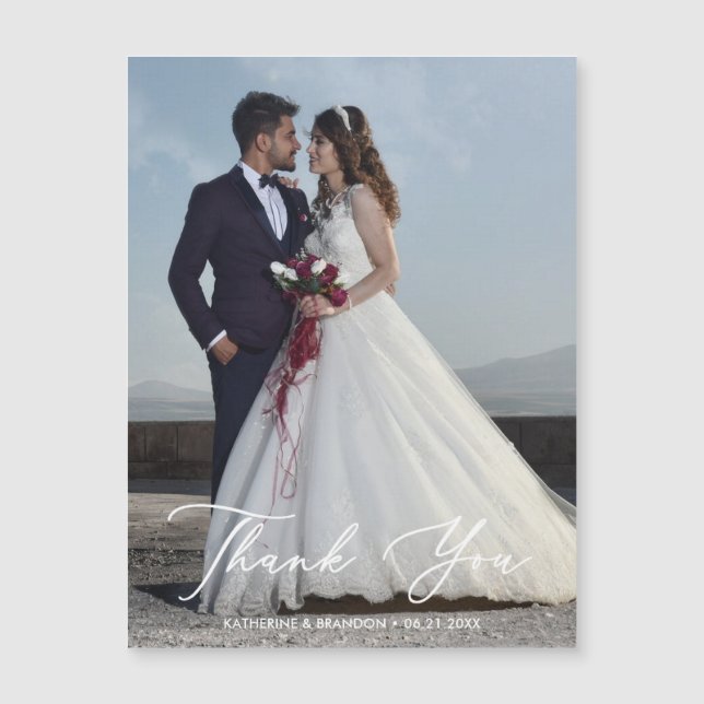 Foto Simples De Casamento Obrigado Cartão Magnétic (Frente)