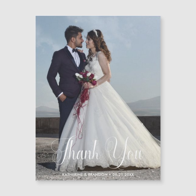 Foto Simples De Casamento Obrigado Cartão Magnétic (Frente)