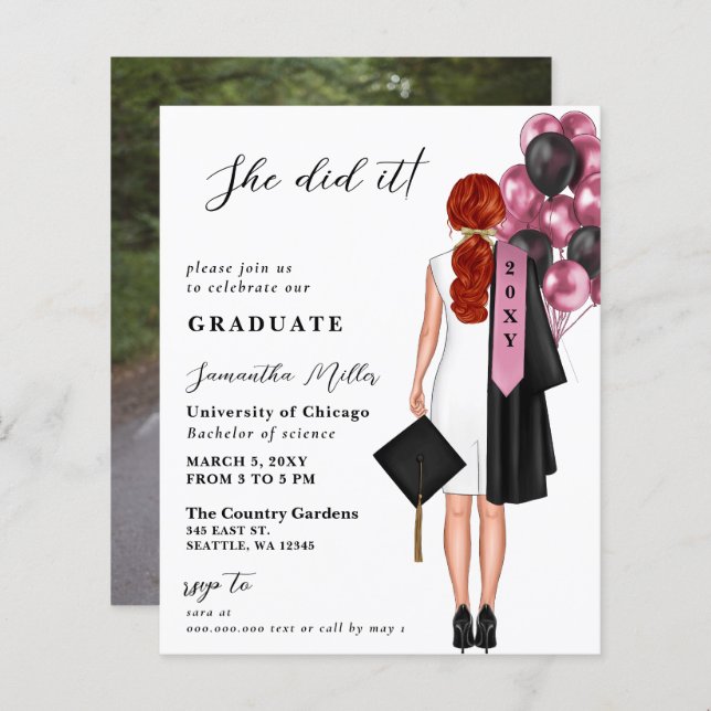 Foto Simples E Rosa Que Ela Fez Graduação (Frente/Verso)