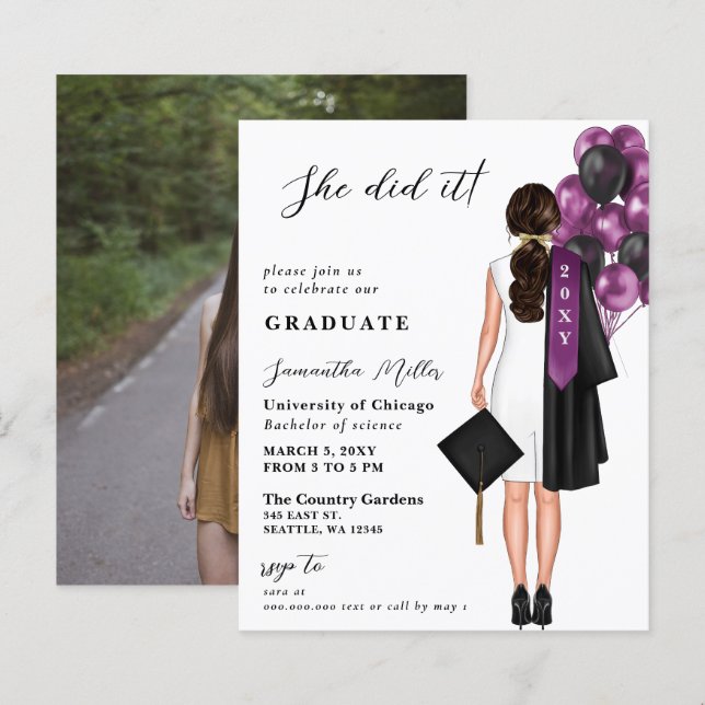 Foto Simples E Roxa Que Ela Fez Graduação (Frente/Verso)