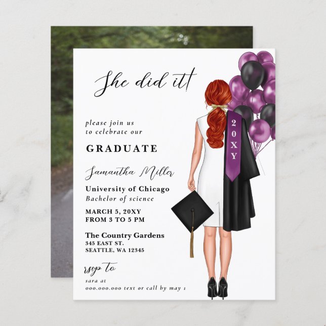 Foto Simples E Roxa Que Ela Fez Graduação (Frente/Verso)