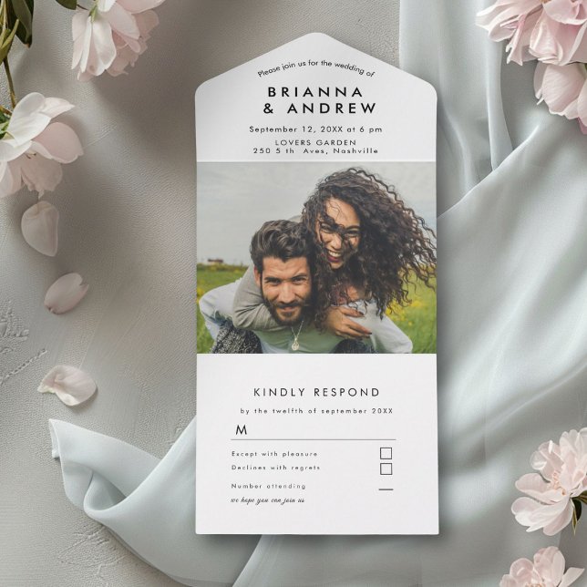 Foto Simples Tudo em Um Casamento (Simple Photo All in One Wedding All In One Invitation)