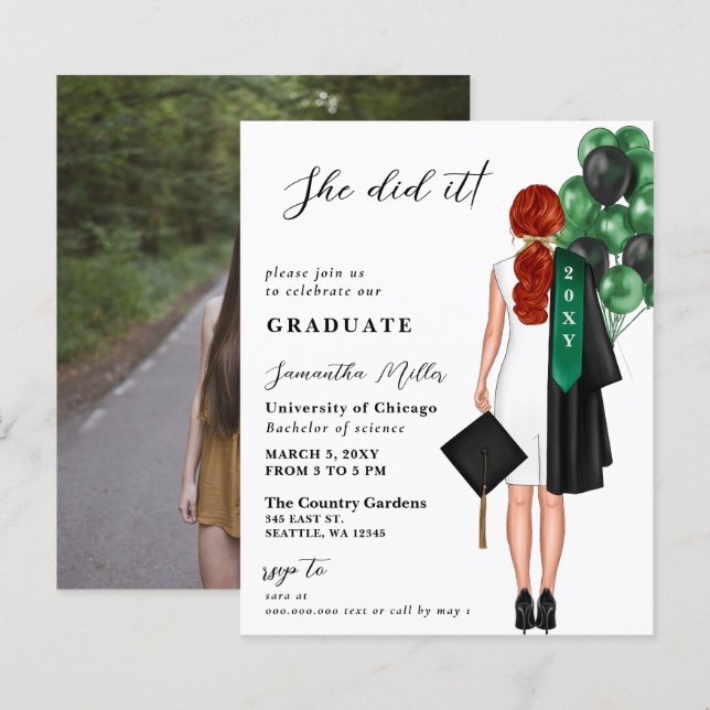 Foto Simples Verde De Orçamento Que Ela Fez Gradua (Frente/Verso)