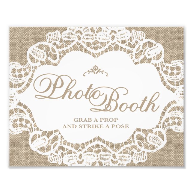 Foto Sinais de Casamento - Burlap & Lace - Photo Booth  (Frente)