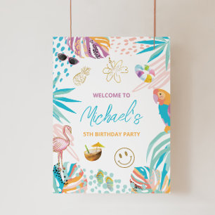 Foto Sinal de boas-vindas de aniversário tropical