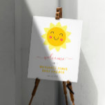 Foto Sinal de boas-vindas do Chá de fraldas sunshine<br><div class="desc">Bem-vindos ao seu convidado com um belo rosto de sol sorridente. É um sinal perfeito de boas-vindas a chás de fraldas para um tema de chá de fraldas solar. Os modelos são muito fáceis de editar. Explore toda a gama de produtos desta coleção.</div>