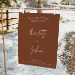 Foto Sinal de boas-vindas do Terracotta Minimalista<br><div class="desc">Mínimo Terracotta Calliografia Sinais de Boas-vindas Simples,  moderno e minimalista no estilo,  símbolo de boas-vindas coloridas do terracotta com algum texto branco e uma fonte moderna de caligrafia.</div>