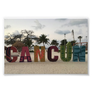 Foto Sinal de Cancun - Playa Delfines, impressão da