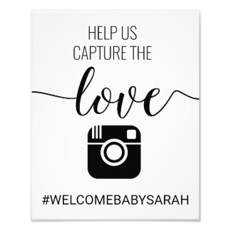 Foto Sinal de Chá de fraldas Personalizado da Hashtag