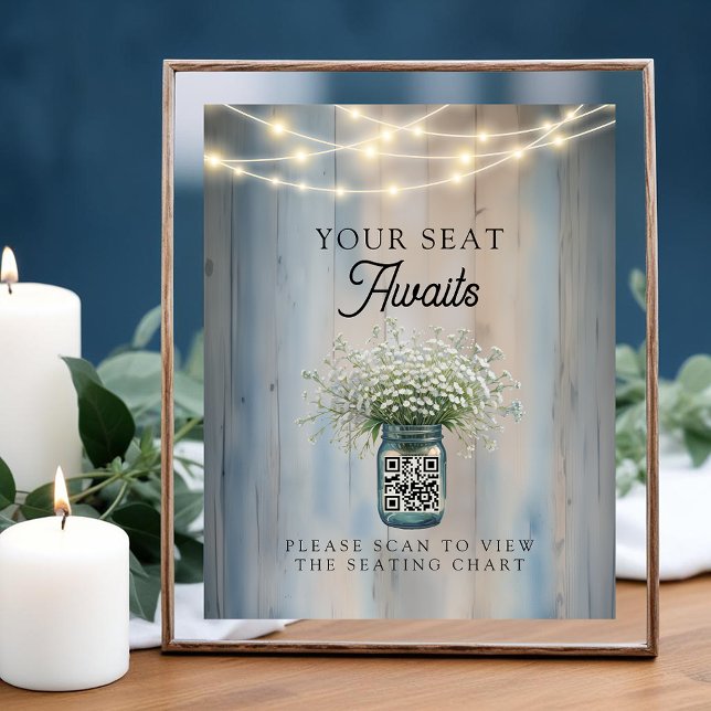 Foto Sinal de Gráfico de Casamento de Código QR para Pa (Your Seat Awaits)