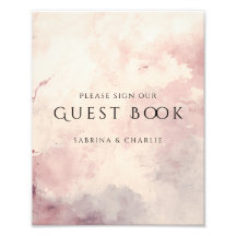 Sinal de Livro de Visitas de Casamento com Lavagem