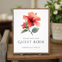 Sinal de Livro de Visitas de Casamento de Flor de