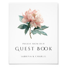 Sinal de Livro de Visitas de Casamento Flor de Peô