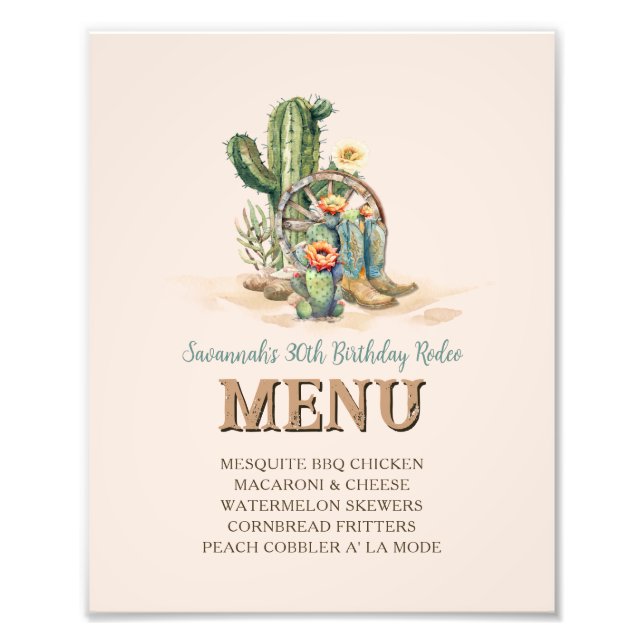 Foto Sinal de Menu de Grupo Rodeado para Cowgirl Rosa P (Frente)