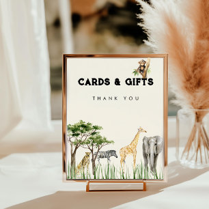 Foto Sinal de Mesa de Aniversário de Animal Safari Wild