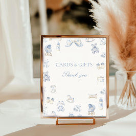 Foto Sinal de Mesa de Bebê Toile De Jouy com Laço Azul