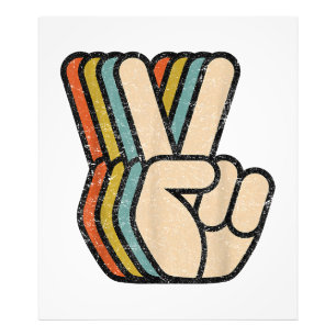 Foto Sinal de Paz Retroativo V Dedos Vintage 60s 70s 80