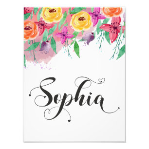 Foto Sinal de Sophia floral Calliografia Baby