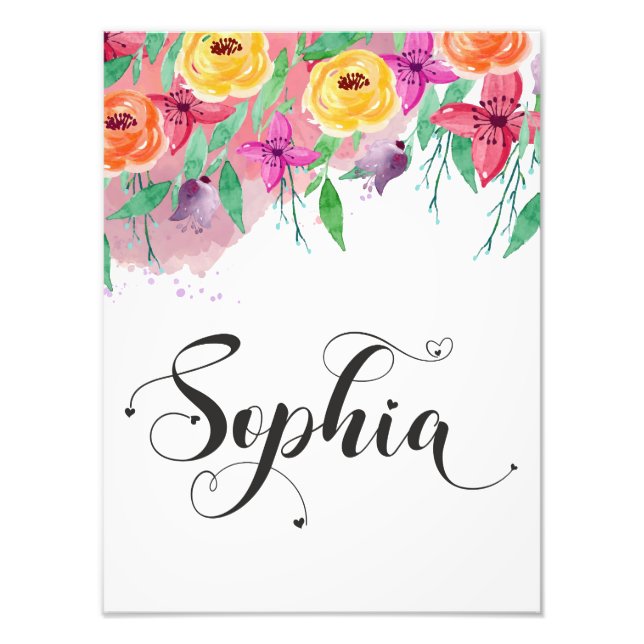 Foto Sinal de Sophia floral Calliografia Baby (Frente)
