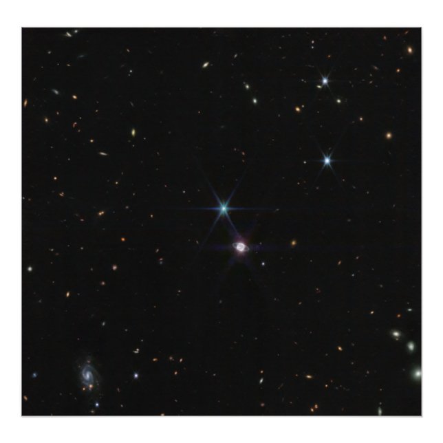 Foto Sistema Anel Netuno centenas de galáxias Webb (Frente)