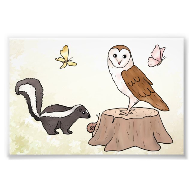 Foto Skunk und Eule Fotodruck (Frente)
